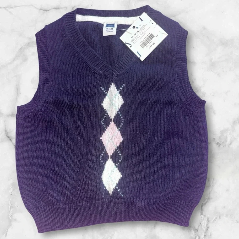 ⭐️New with tags ⭐️Janie and Jack Toddler Argyle Sweater Vest. Size 12-18m